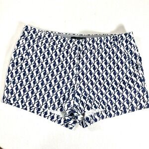 J. Crew Chino Shorts Size 8 Blue Seahorse Print Cotton Casual Summer Cute